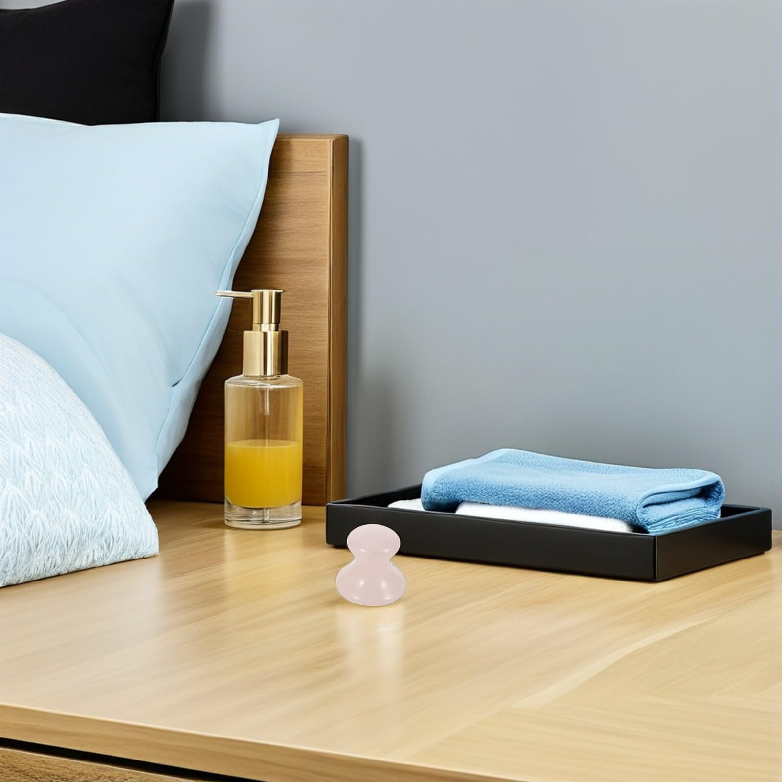 3pezzi Rullo di Quarzo Rosa per Massaggio Facciale Strumento Gua Sha in Cristallo Forma di Fungo Pietra per Massaggio Viso Massaggiatore Facciale