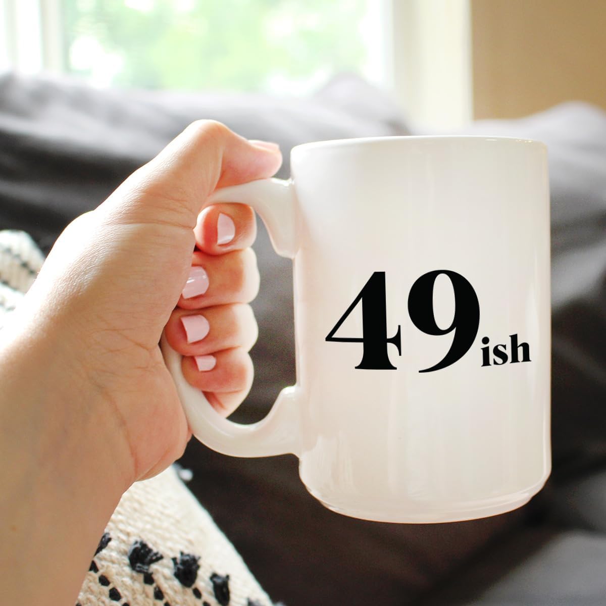 Bevvee 49ish - Funny 50th Birthday Coffee Mug for Women Turning 50 - Bday Party Decorations - Large 15oz White Ceramic Mug - Image 3