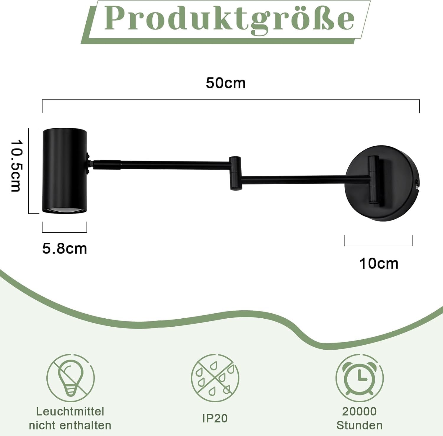Homefire Wandleuchte innen Wandlampe GU10 Schwarz 2 Stück Schwenkbar