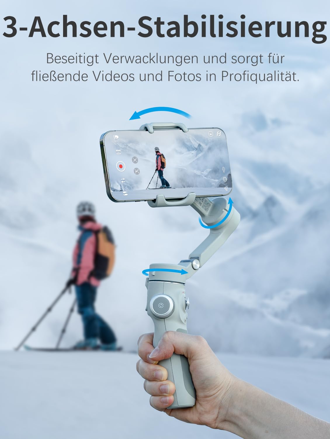 FeiyuTech VB4 Kit Smartphone Gimbal Stabilisator mit KI-Tracking & Fülllicht, Integriertem 21,6 cm Ausziehstab, Faltbar, Gestensteuerung – Ideal für Reise-Vlogs und TikTok-Videos
