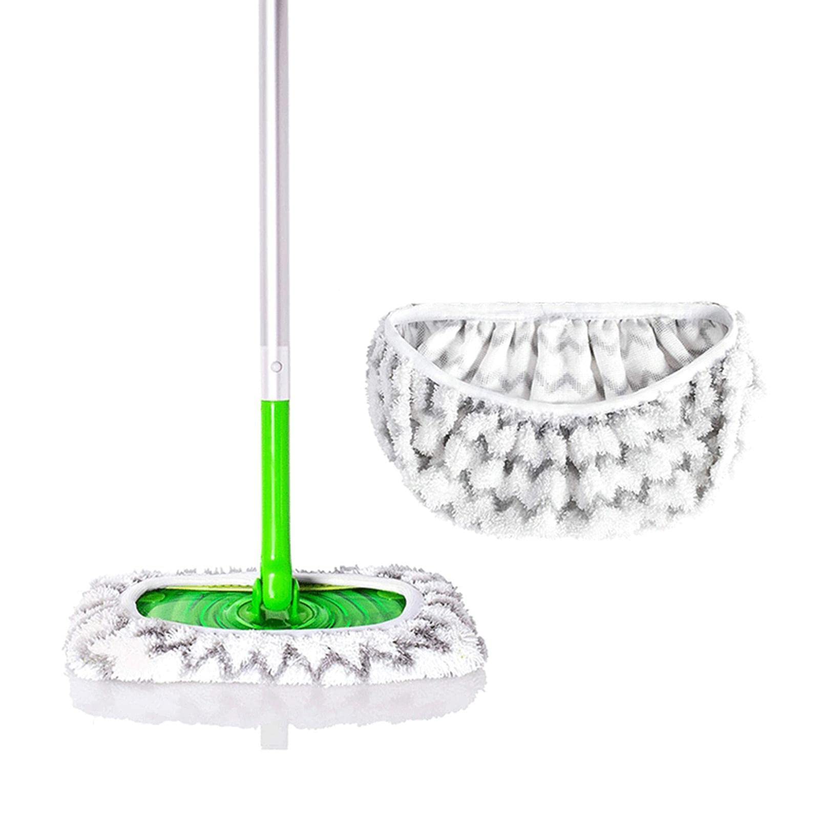 Reusable Pads Compatible for Swiffe Sweeper Mops - Replacement Microfiber Refills for Wet and Dry Sweeping - High Density Microfiber Removing Tough Stains - Strong Double-sized Elastic, 2 Pack