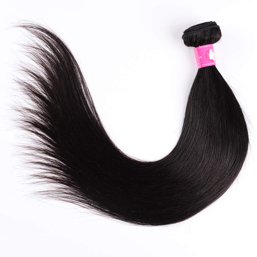 Silky Straight Soft Hair Extensions Brazilian Unprocessed Human Hair Weave 1 Bundle 36 Inch 1B Black 100g Virign Human Hair Weft