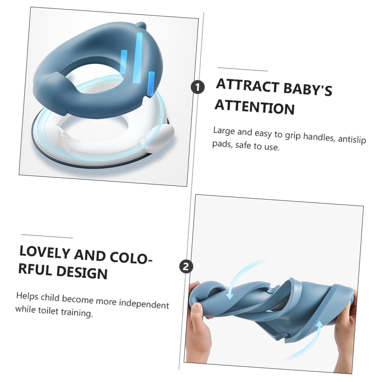 SUPVOX Toilet Seat for Kids Toddler Toilet Training Large Handles Antislip Pads Safe Design