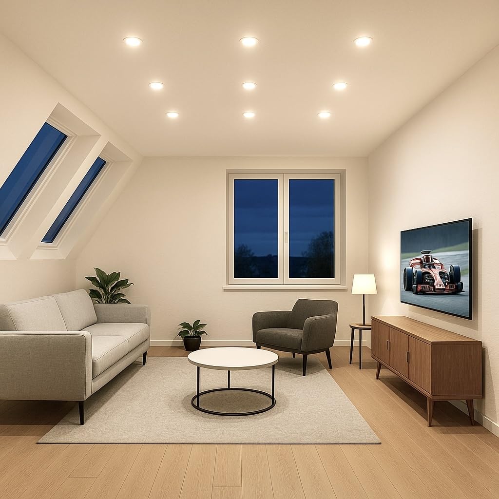 LED Einbaustrahler Set 12V schwenkbar – 5er Set mit je 120 cm Kabel & AMP-Stecksystem – 5W MR16 Spot inkl. Trafo, IP20, 400 Lumen, 55 mm Einbautiefe – LED Deckenstrahler für Wohnbereiche, Küche & Flur