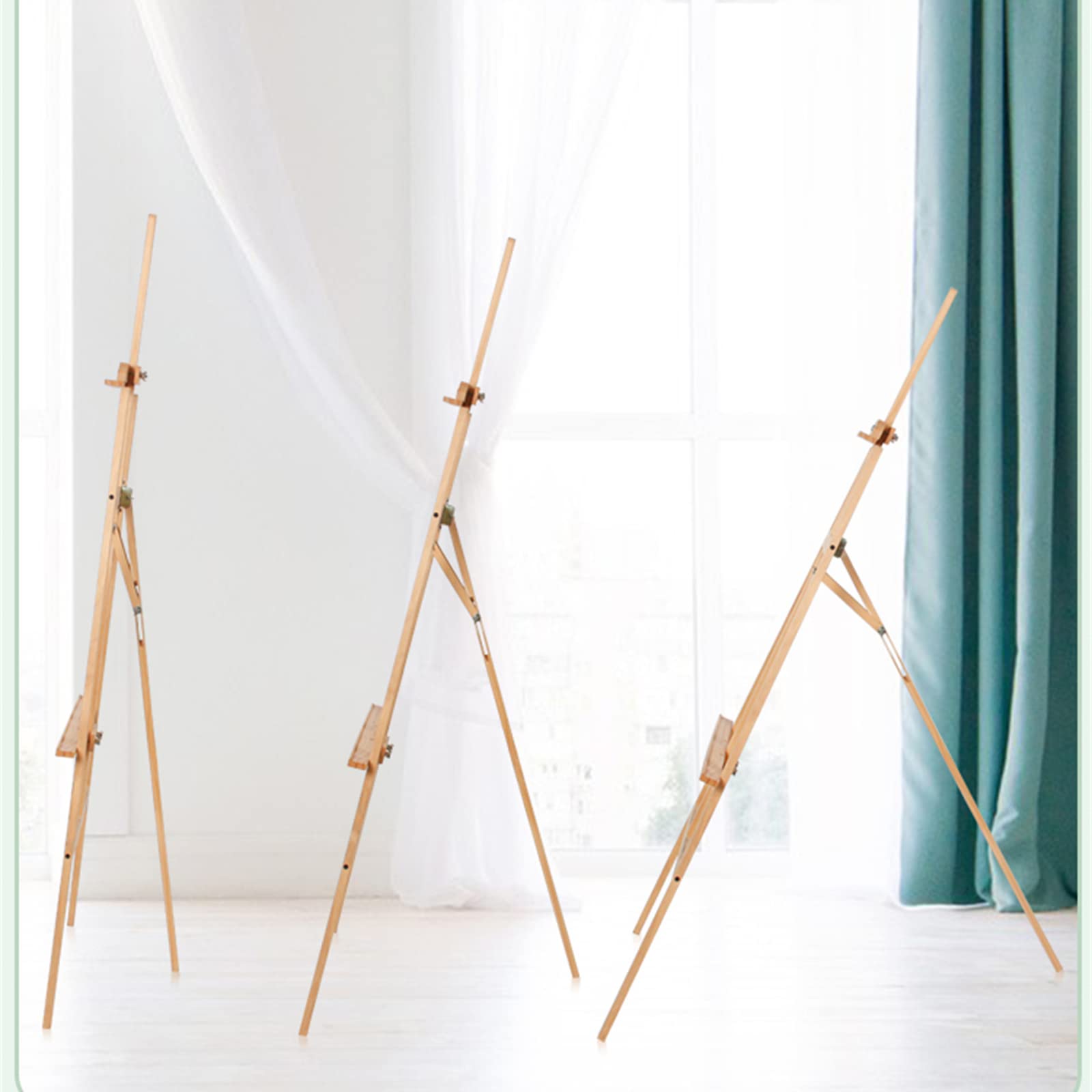 Caballete de pie, Caballete Plegable de 150 cm de Alto, Caballete de Arte portátil, Caballete de Madera con Marco en A, Altura Ajustable para Bodas, Fiestas y exposiciones