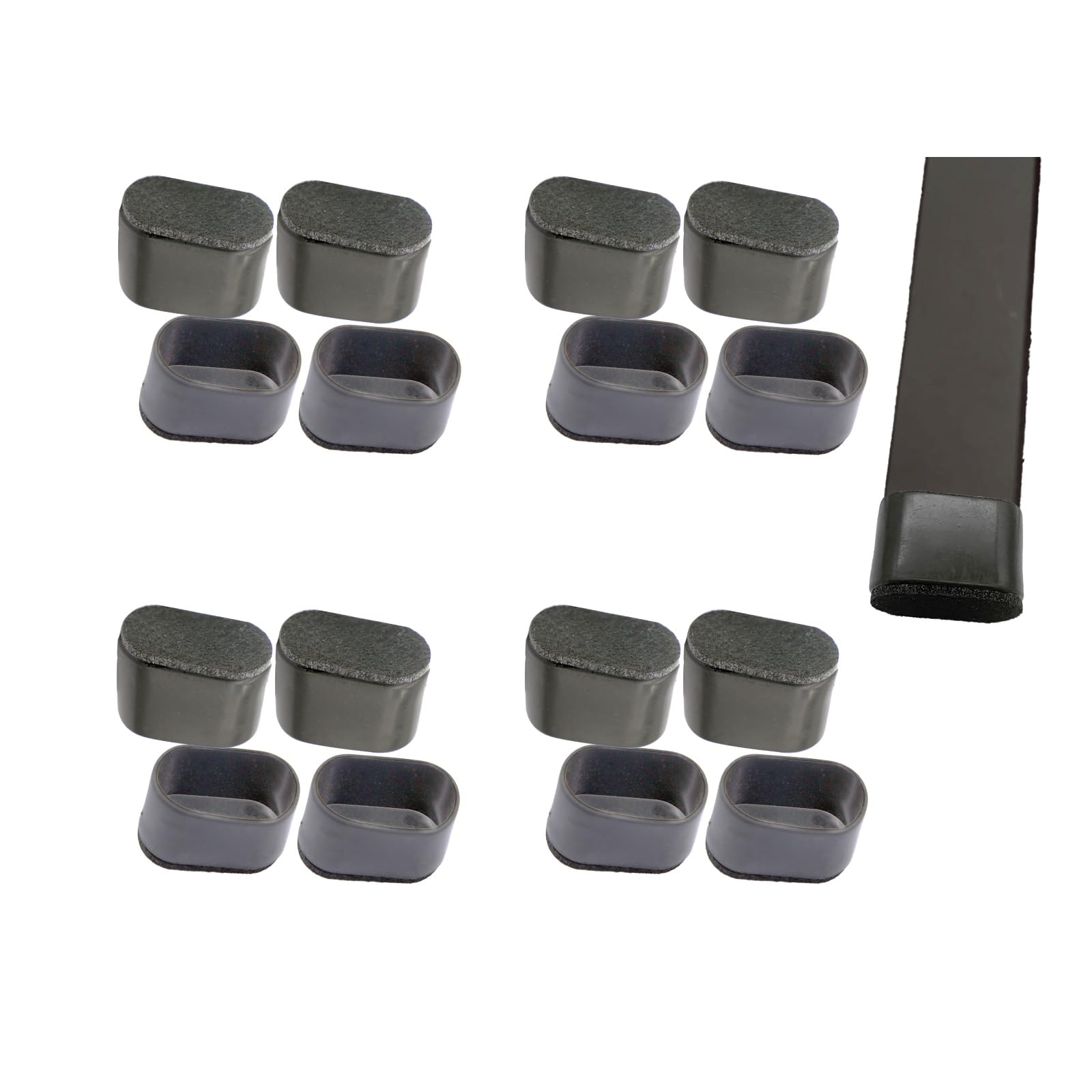 Tapones Ovales para Patas de Silla con Fieltro Protectores Suelo Madera