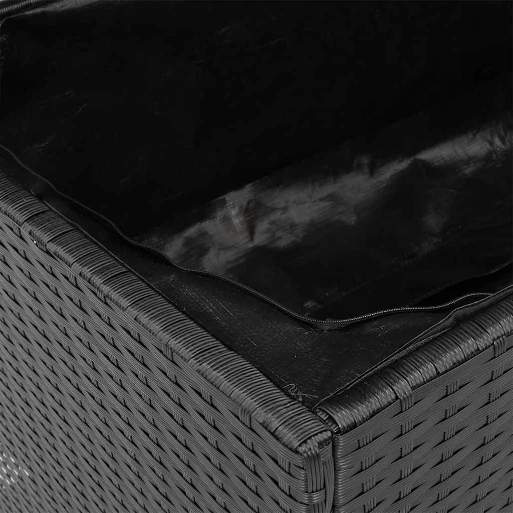 vidaXL Boîte de Rangement de Jardin, Coffre à Outils avec Couvercle, Organisateur de Terrasse Patio, Moderne, Noir Résine Tressée Bois Acacia