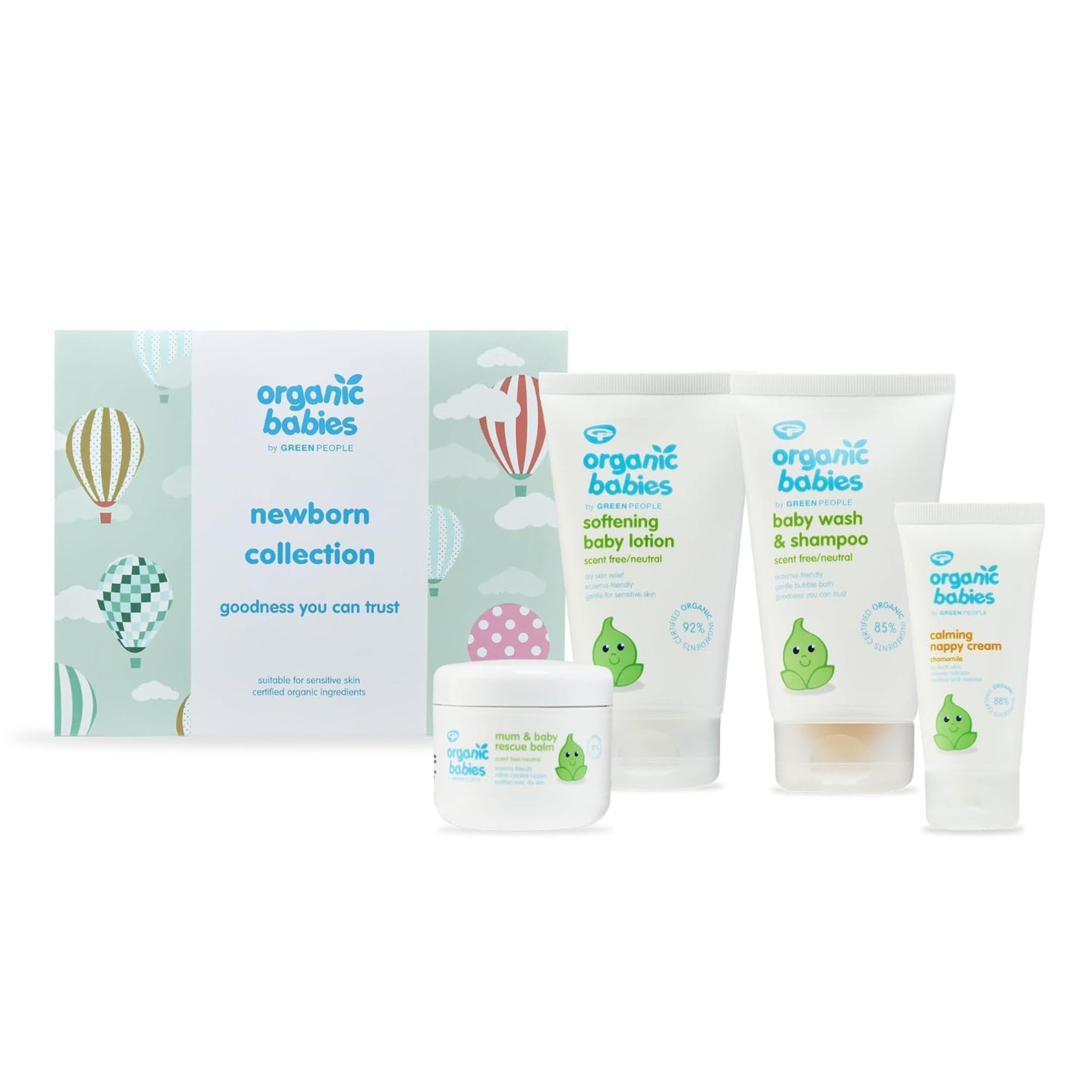 Green People Bio-Babys Neugeborenen-Set | Natürliche und biologische Mutter- und Neugeborenengeschenke, Baby-Party, Gender Reveal, Aloe Vera, Sheabutter und Calendula