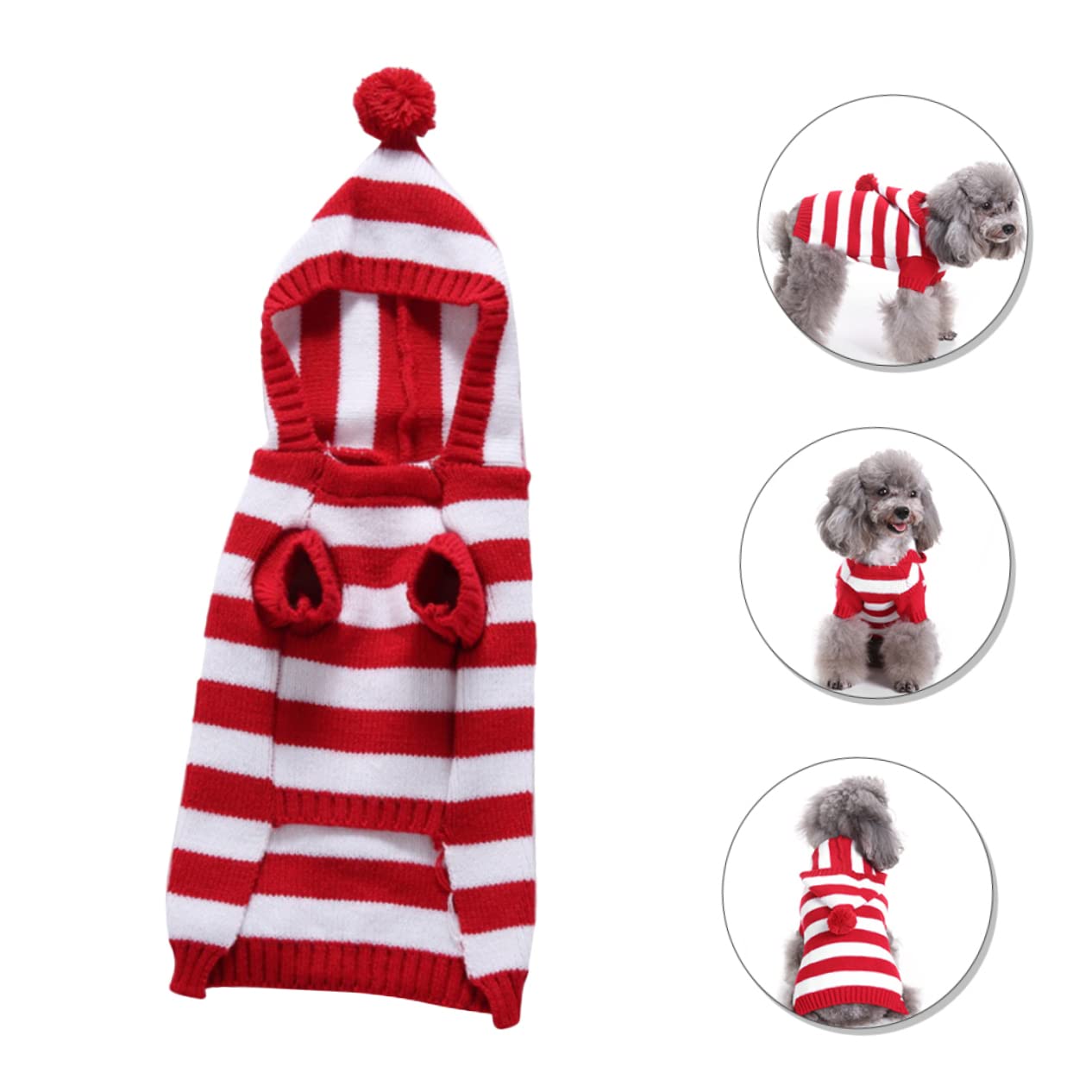 minkissy 3pièces Pull pour Chien Tricot avec Capuche Vêtement De Noël pour Animaux De Compagnie Costume Adorable pour Hiver Et Séances Photos