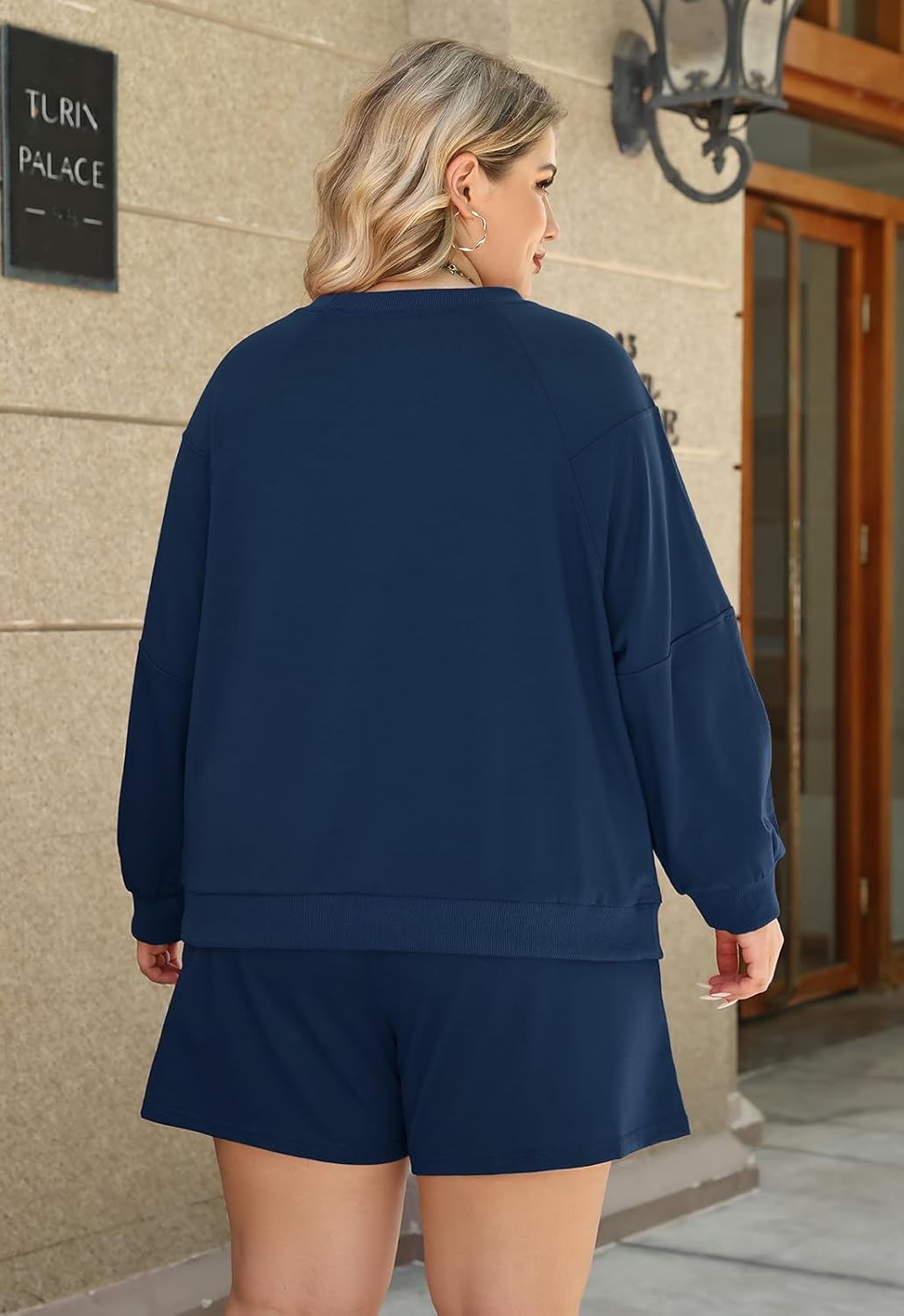 Nemidor Plus Size Fall Sweatsuit for Women Spring Matching Lounge Sets Casual Long Sleeve Top and Shorts Outfits 2 Piece - Image 3