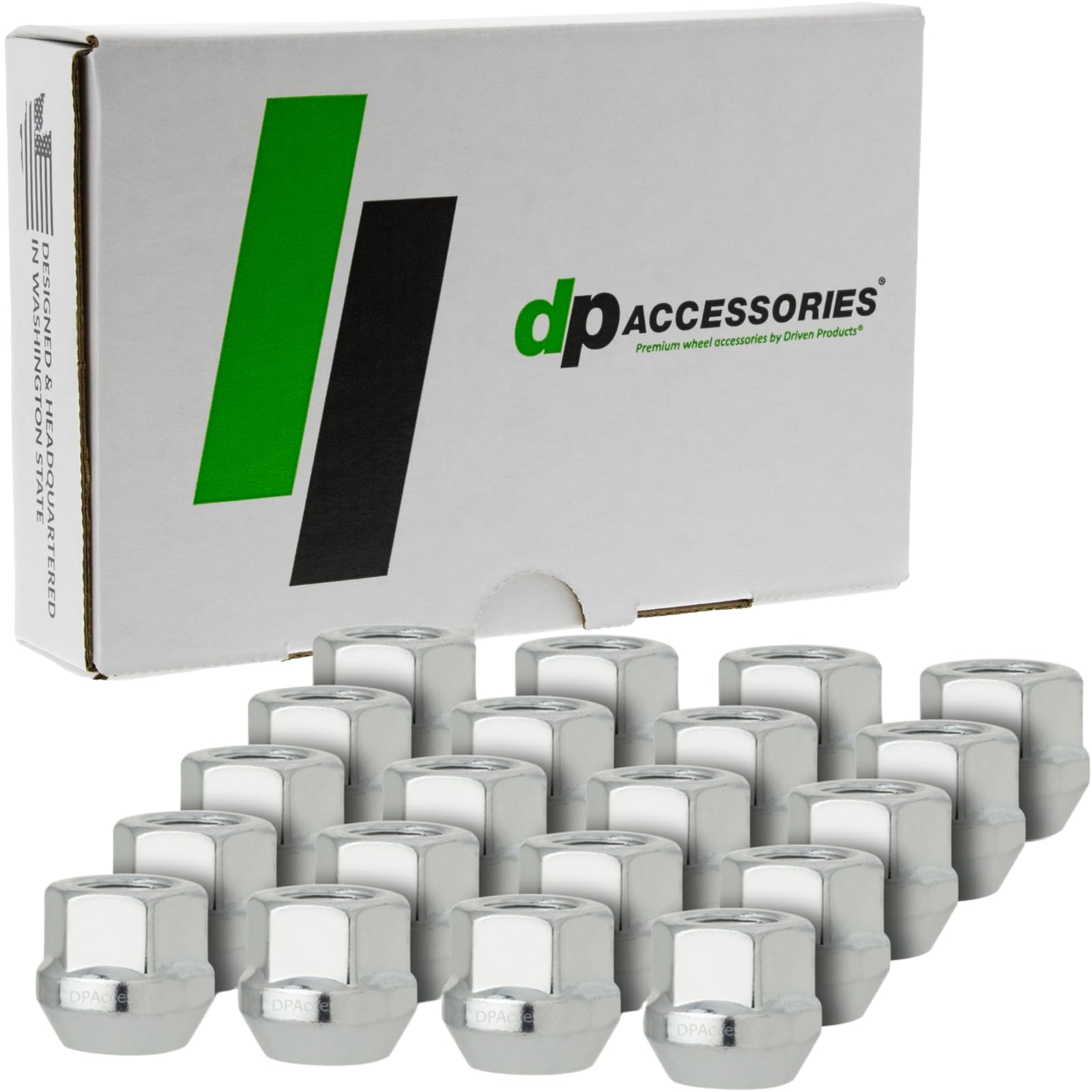 DPAccessories Zinc M12x1.25 Lug Nuts - Open End Bulge Acorn - 21mm (0.83") Tall - 19mm (3/4") Hex - Set of 20 - D2125-2308/20