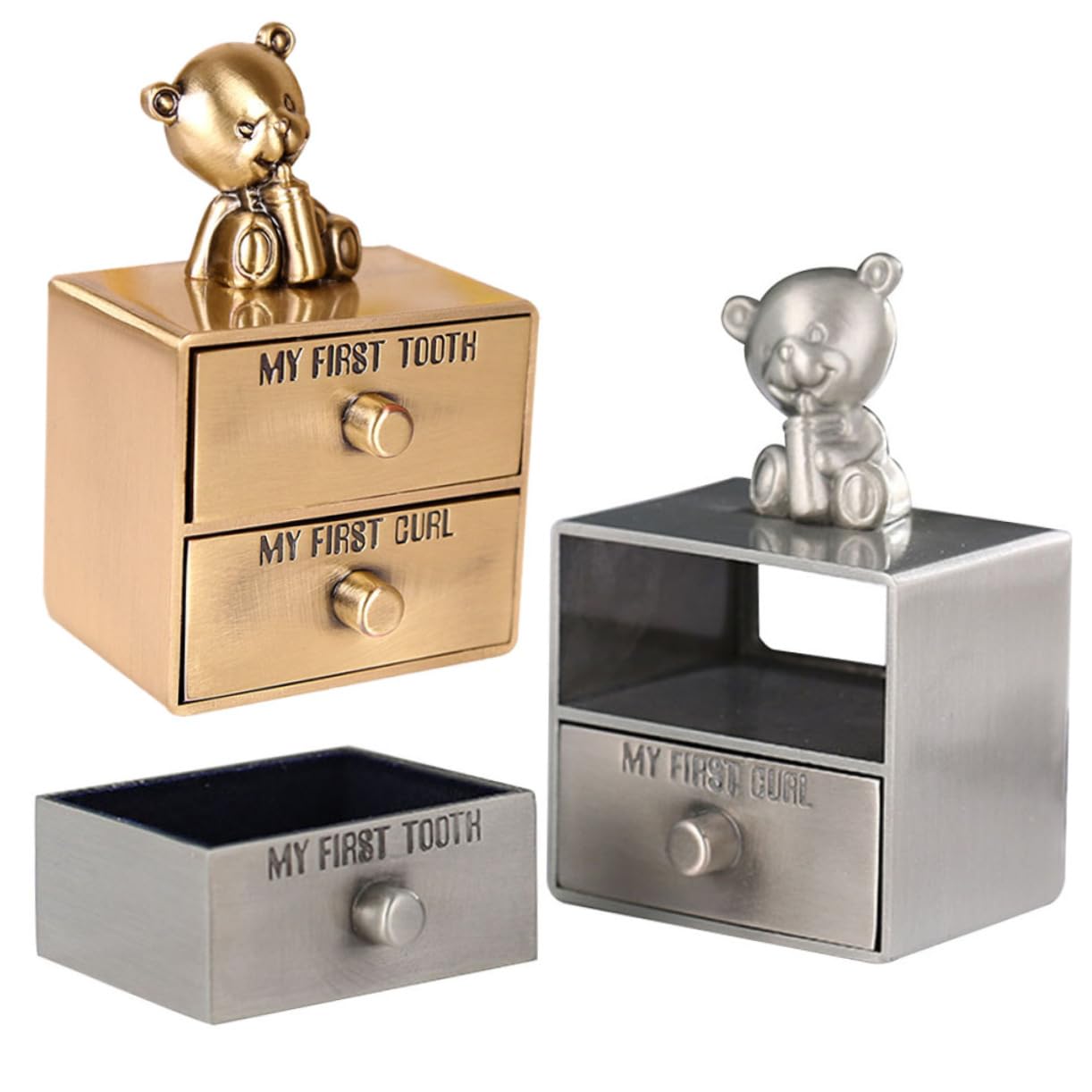 GARVALON Caja para Guardar Dientes de Leche para Ñiño 2 Unidades Metal Multipropósito Adecuado como Recuerdo o Obsequio Especial