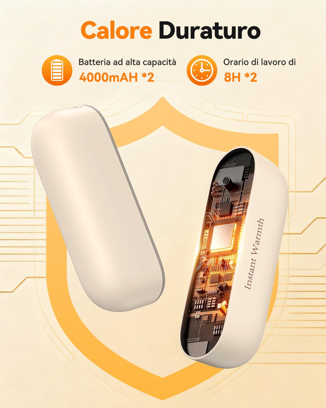 Scaldamani Ricaricabili Magnetico 2 in 1, Scaldamani Elettrico 8000mAh, 3 Livelli fino a 60°C/140°F, Scaldamani Portatile per Campeggio, Sport All'aperto, Escursionismo, Regali Natalizi,