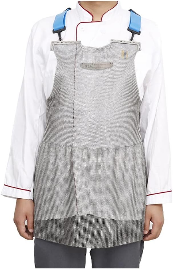LCYDMJ Metal Steel Wire Apron, Cut and Stab Resistant Butchery Apron, Safety Protective for Slaughterhouse, 5 Sizes (Color : Silver, Size : 55x80cm)