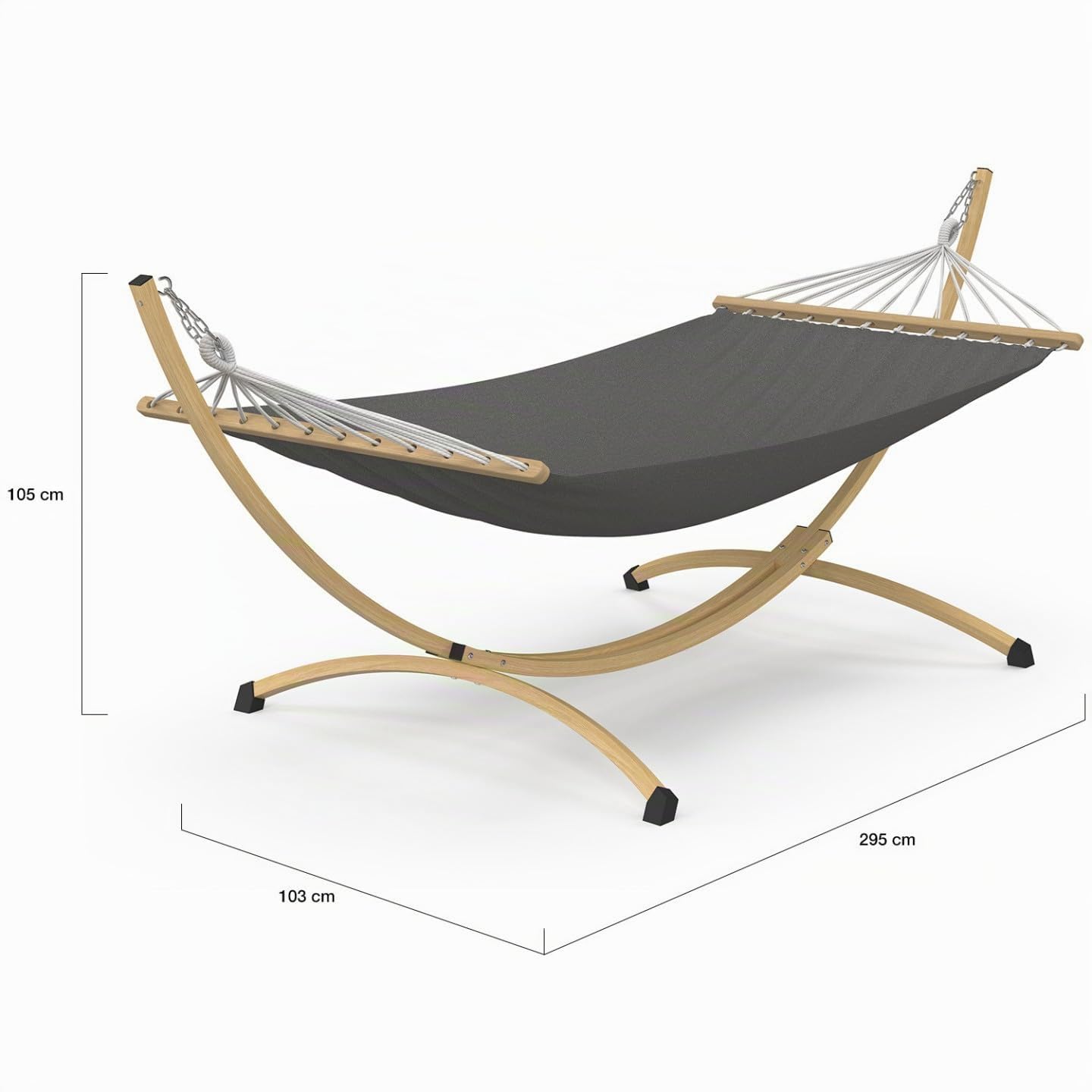 IDMarket - Hamaca XL con soporte de metal con efecto madera y tela gris