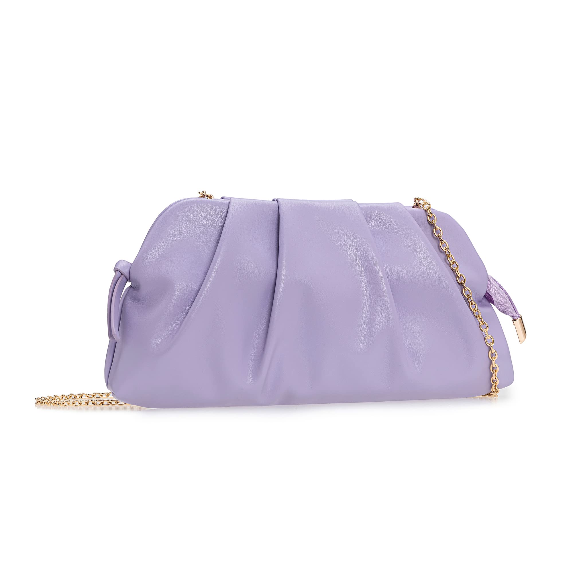 Chic Soft Vegan Leather Clutch Bag Dressy Pleated PU Evening Purse for Women