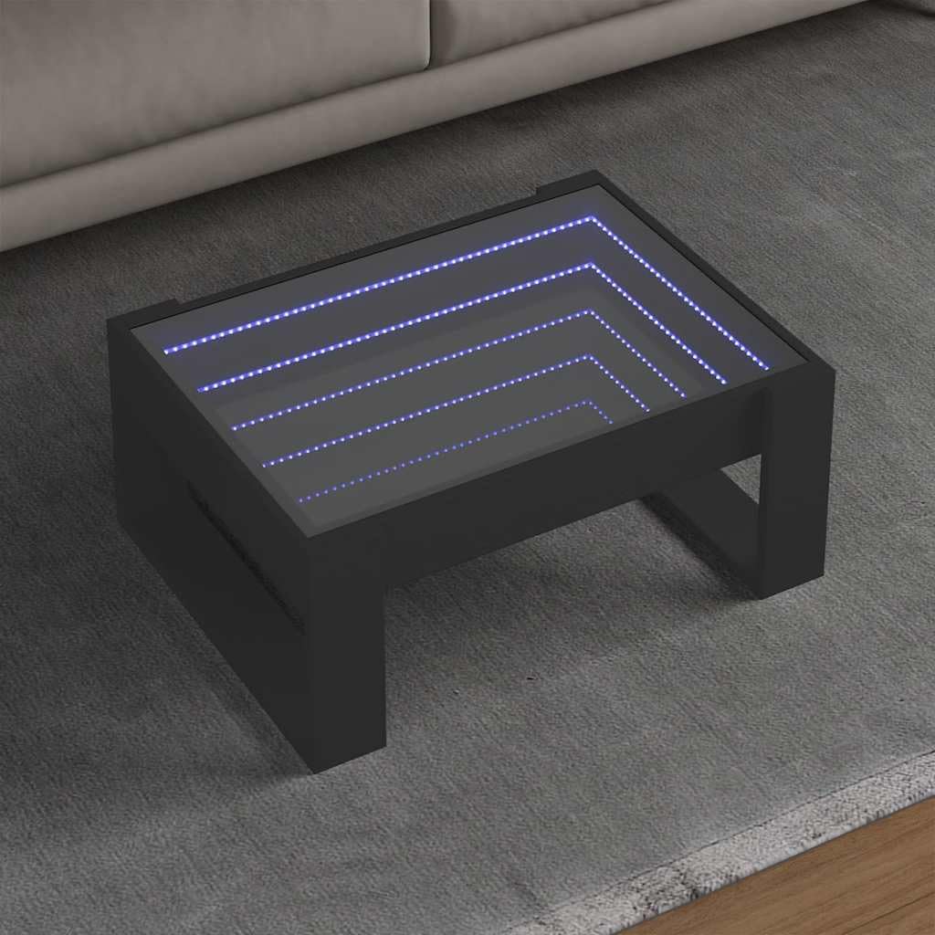 Table basse avec LED pour salon sombre table basse noire 70 cm