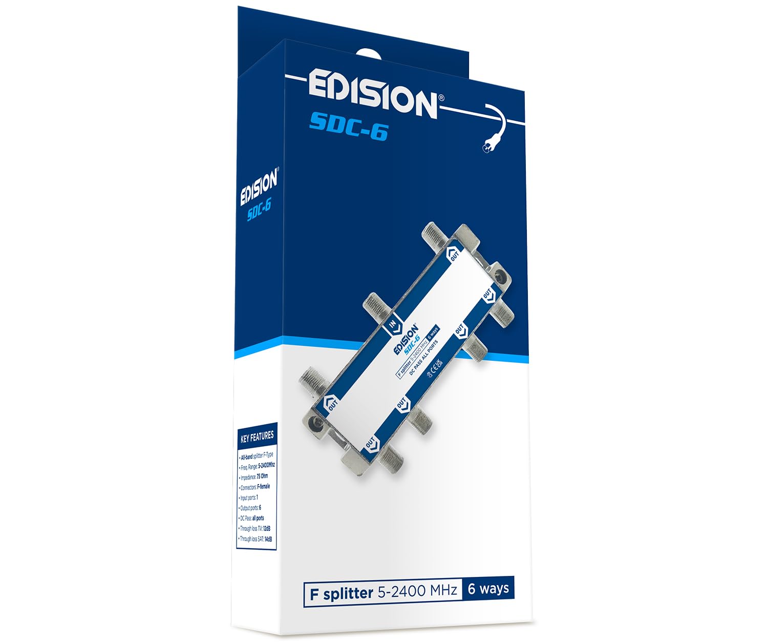 Eurosell - Splitter A 6 Vie Per Distribuzione Del Segnale TV A - Foto 3