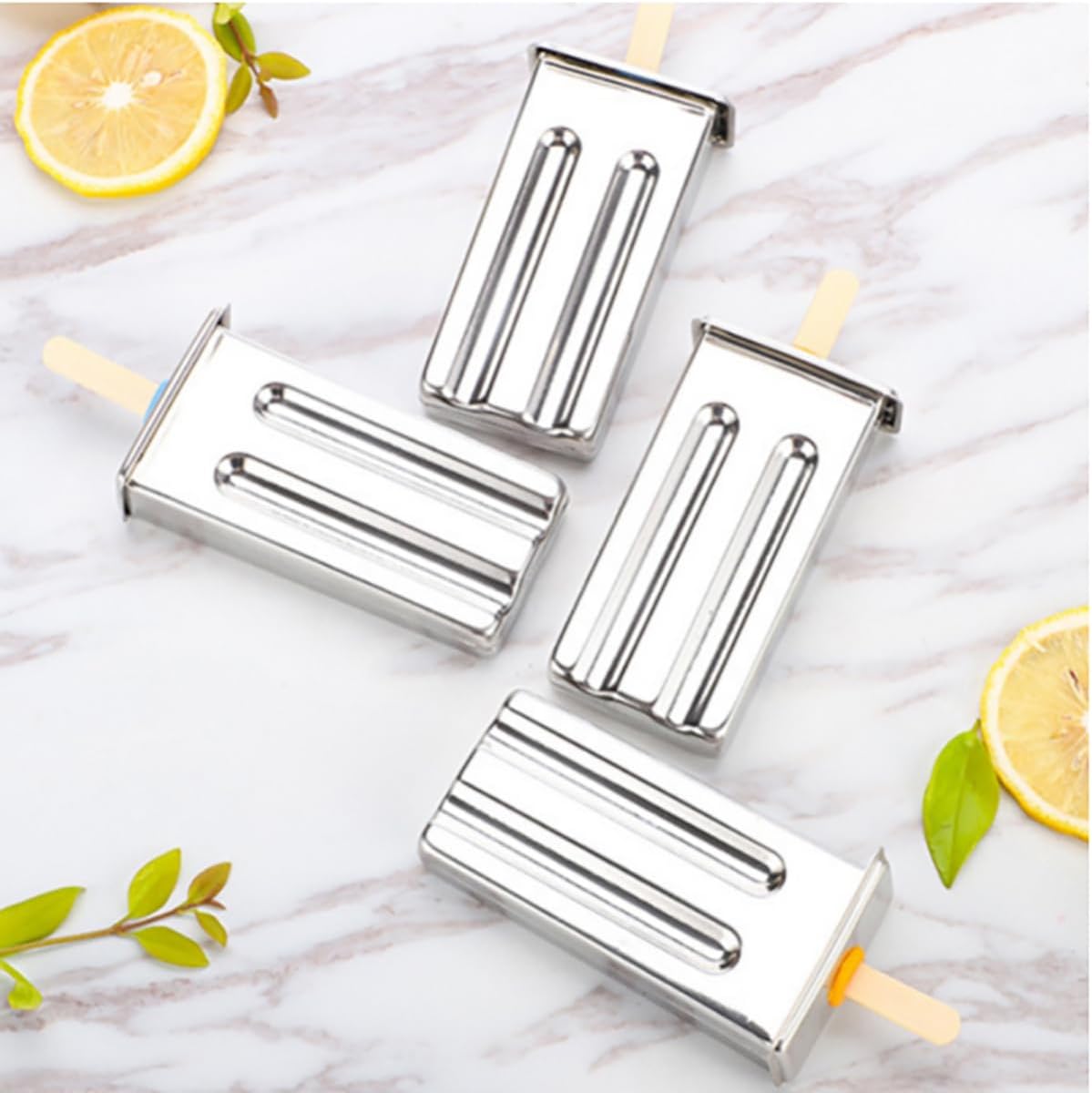 Stainless Steel Popsicle Molds Set - 6-Piece Ice Pop Maker with Sticks and Stand for Quick Freezing Homemade Ice Pops and Ice Cream Shapes