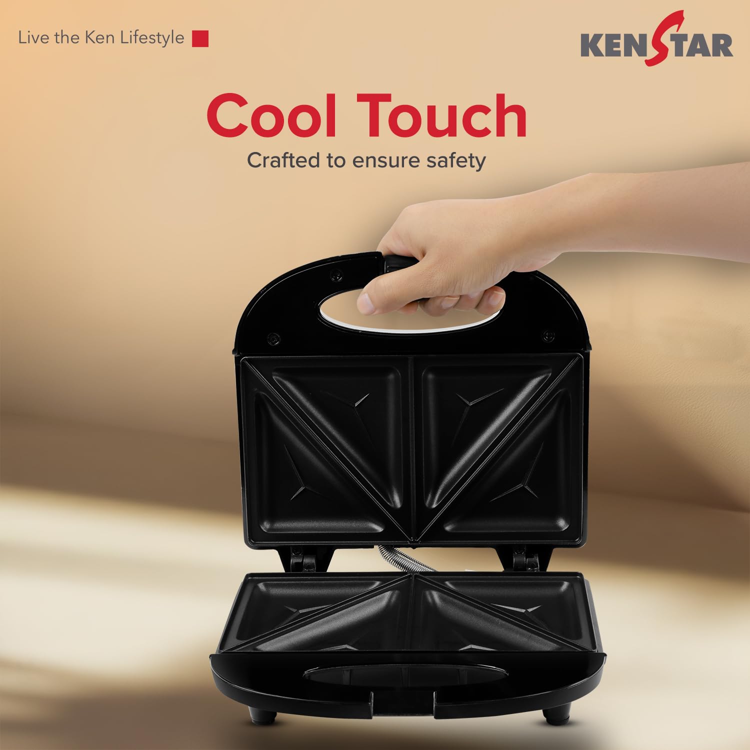 Kenstar SNACKY 750W Sandwich Maker | Non-Stick 2-Slice Grill Plates | Cool-Touch Body & Auto Cut-Off | Black 5 61pkAI0ONSL. SL1500