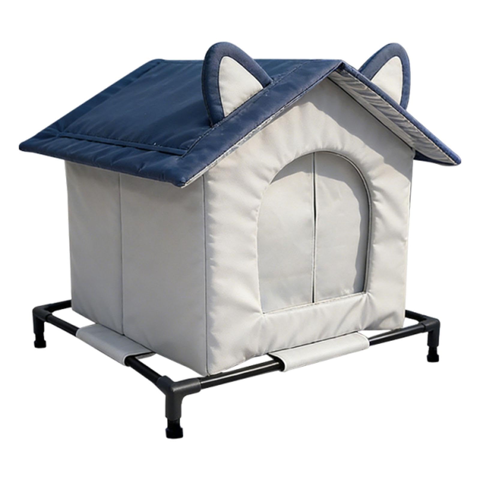 Outdoor Stray Cat House con Isolamento Termico Casa per Gatti Randagi in Tessuto Oxford Impermeabile Dotata di Tenda Antivento per Protezione Invernal, Medio