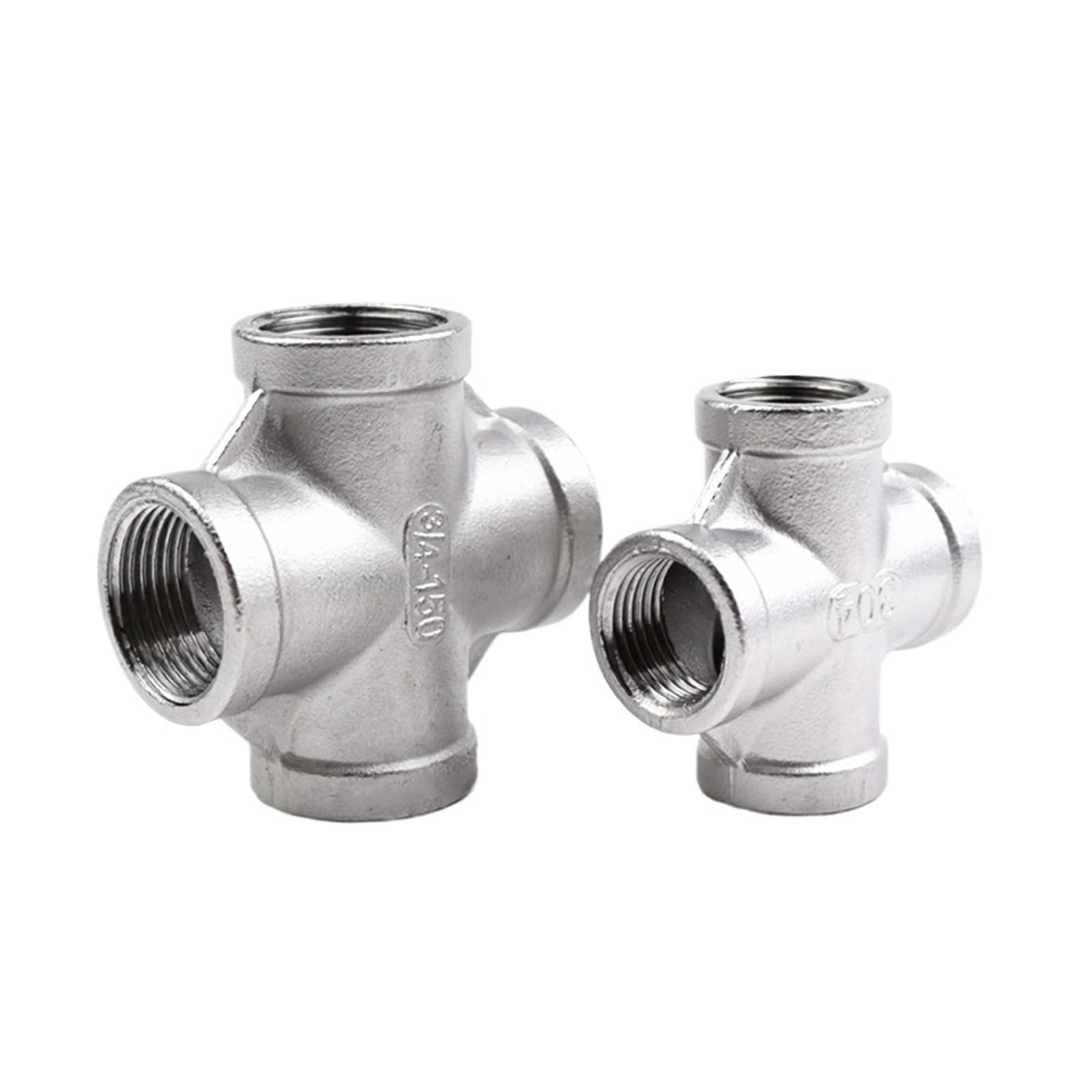Accesorio de tuberías cruzadas iguales de 4 vías y rosca BSP en acero inoxidable de 3/8"