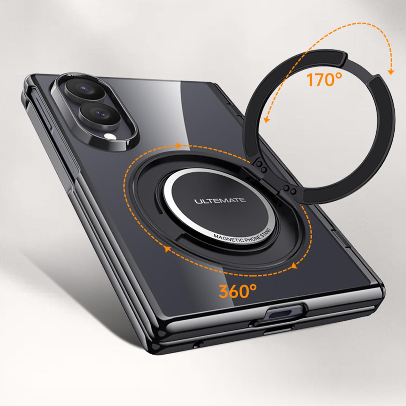 Cover Anti Peeping Per Samsung Galaxy Z Fold 8, Placcatura Trasparente | Rotazione a 360° Supporto Custodia con Proteggi Schermo Anti-Caduta Cerniera Anti Ingiallimento Guscio