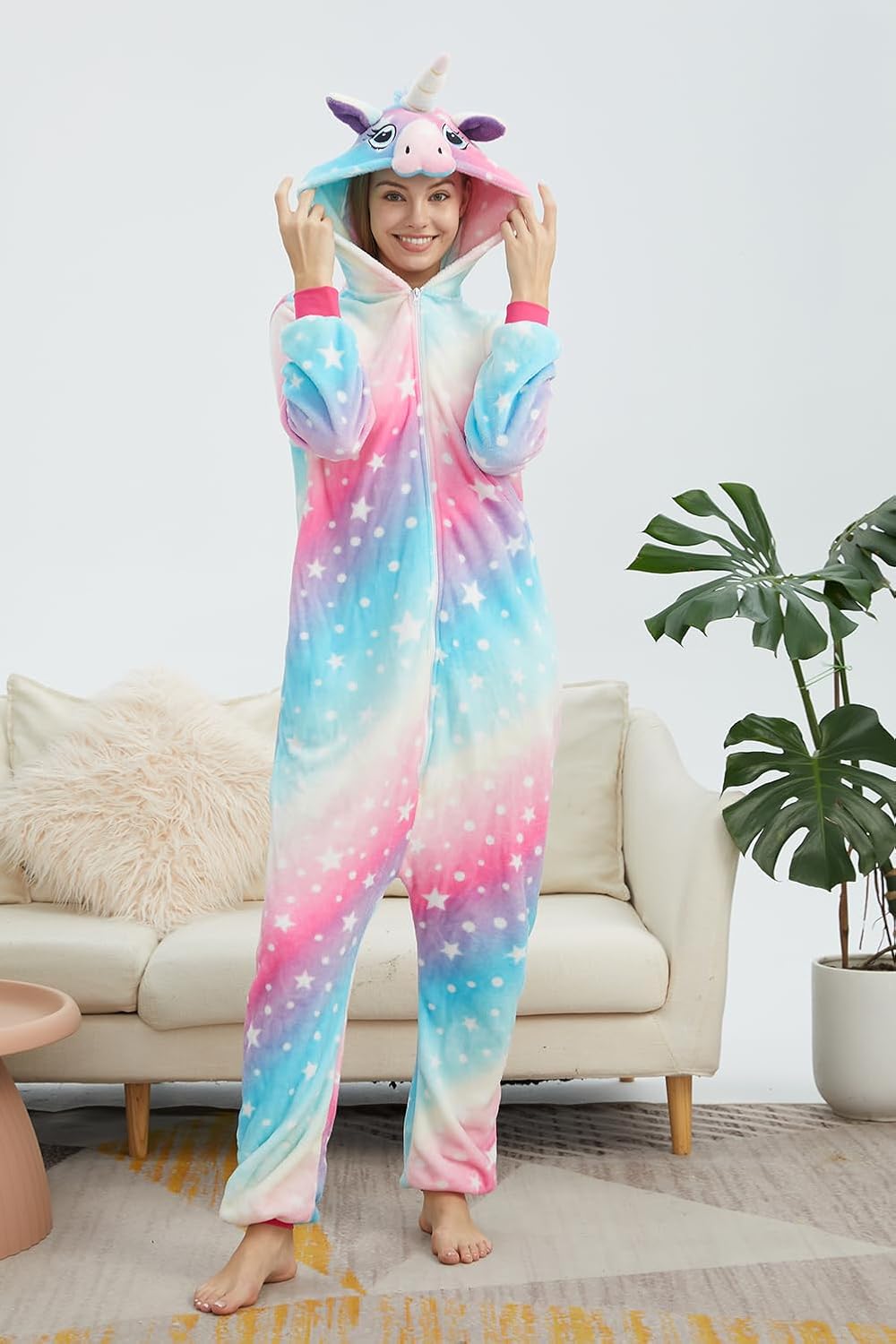 Unicorn Onesie Cosplay Costume Adult Hallooween Pajamas - Image 2