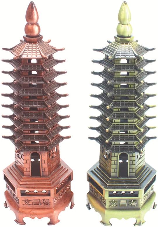 Taoist Supplies Amulet Exorcism Bringing Good Luck Mascot Decoration Pendant 锌合金文昌塔工艺品摆件 九层宝塔书房装饰 文昌塔（1Pcs A款22cm九层300克古铜色合金文昌塔