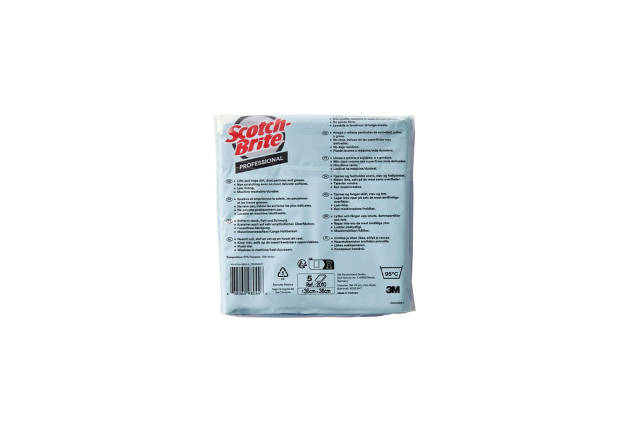 Scotch-Brite Hochleistungstuch 2010, Blau, 360 mm x 360 mm | Packung mit 5 Stück | auf nahezu jeder Oberfläche | maschinenwaschbar | äußerst langlebig