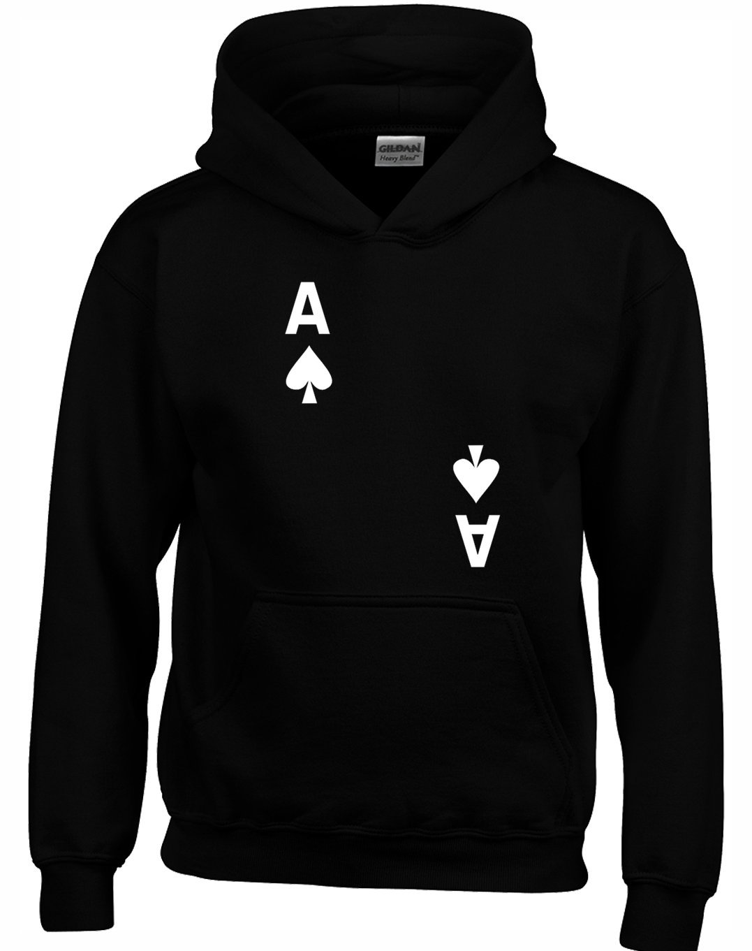 Crown Designs Ace of Spades Unisex Hoodies for Men, Women & Teenagers - Black/XX-Large