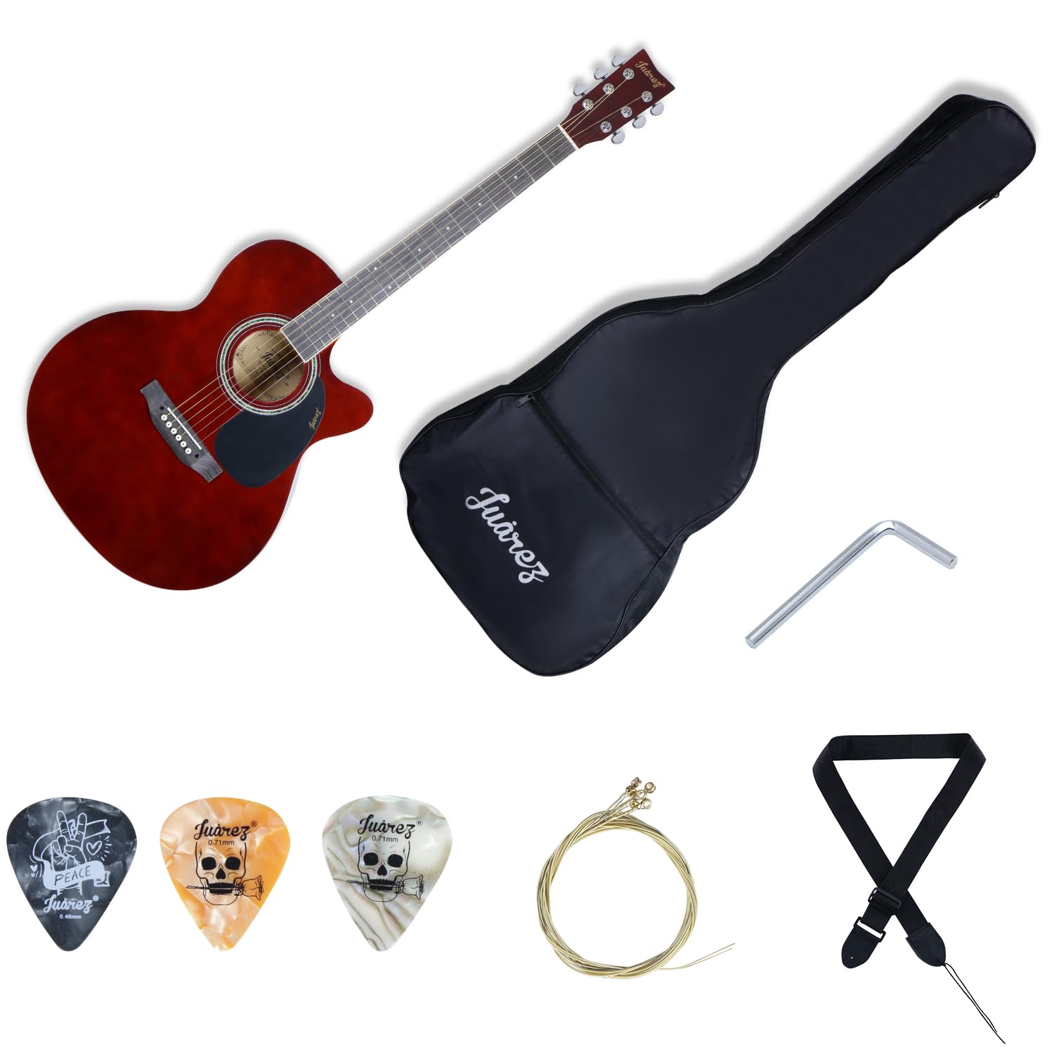 Juarez JRZ40C/BRN-EQ Guitar - Enhanced Sound with Truss Rod, Bag, Strings, Strap, Picks, and EQ-7545R Brown