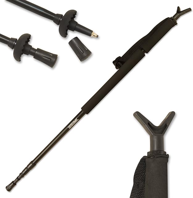 Nitehawk Adjustable Black Hunting/Shooting Air Rifle Monopod Walking Stick