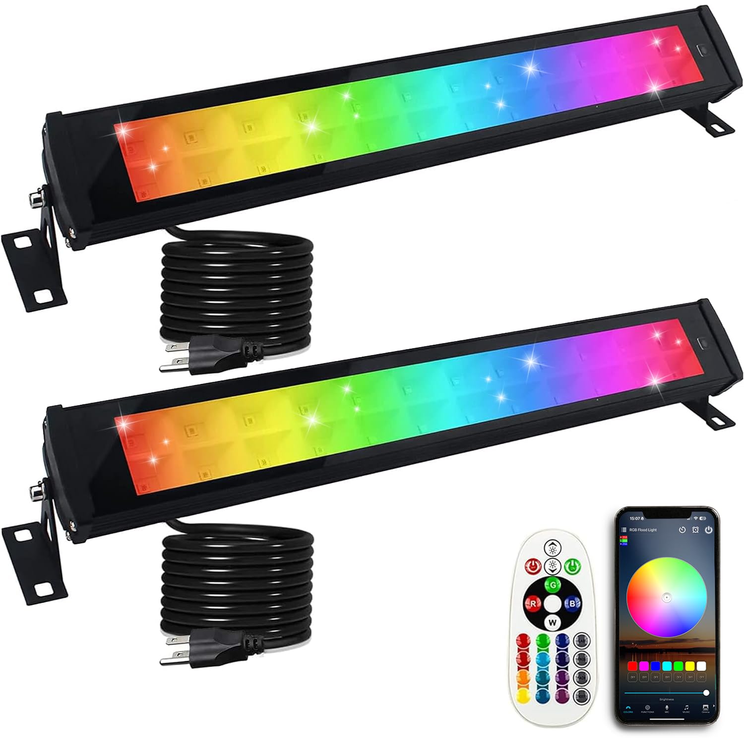 Photo 1 of BOSITE 2 Pack 50W 96 LED RGB Light Bars Waterproof IP66 Smart APP/Remote Control Wall Washer Lights DIY 16 Millions Colors LED Light Bars for Room Stage Lighting Garden Outdoor Indoor