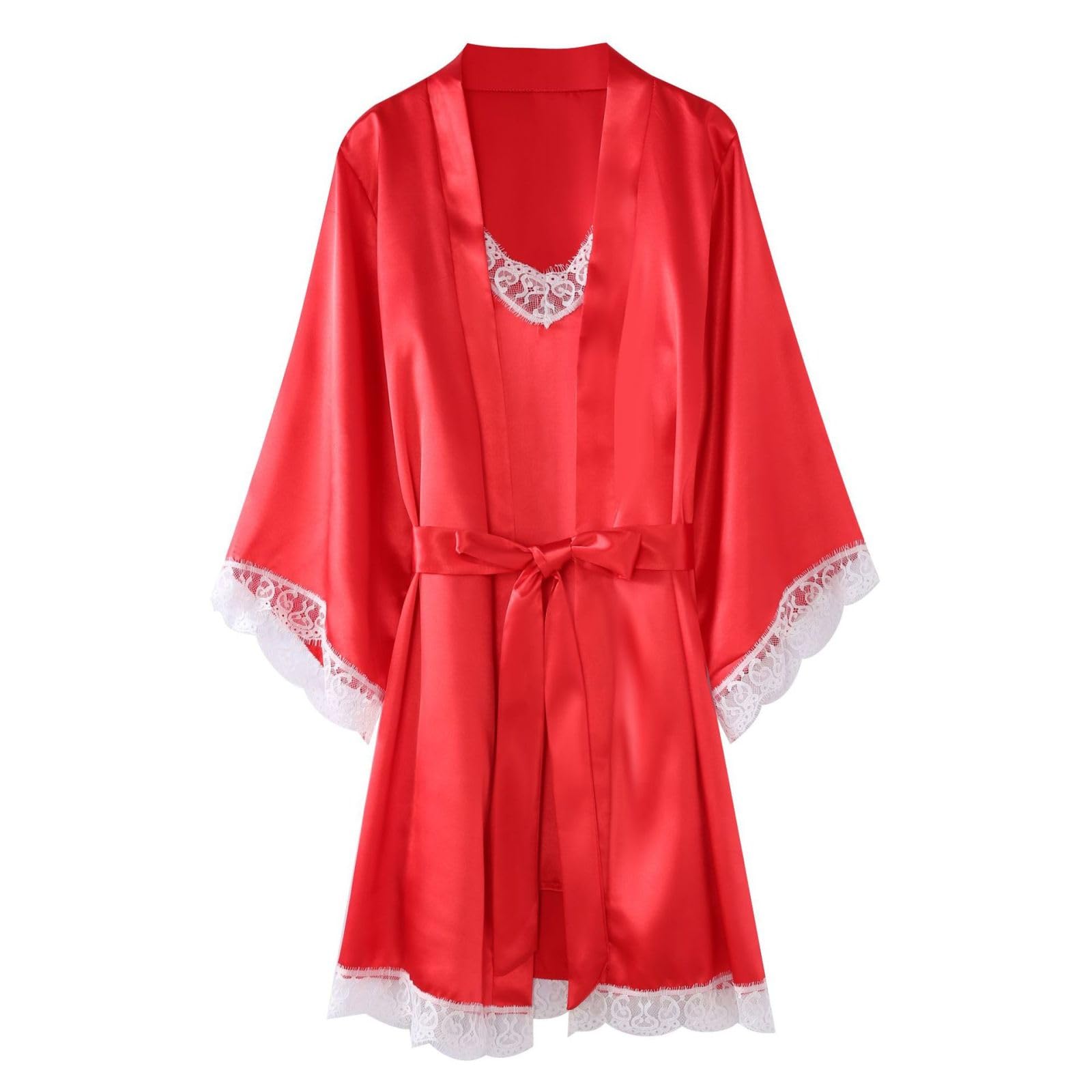 latexSexy Slip Nachthemd Damen V-Ausschnitt Satin erotische Dessous Loungewear Pyjama zweiteiliges Set