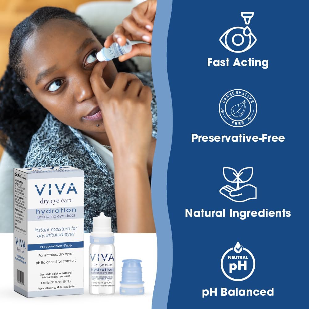 Viva Hydration Eye Drops | Preservative-Free Dry Eye Relief | Instant Moisture | 0.33 Fl Oz (10 mL) - Image 4