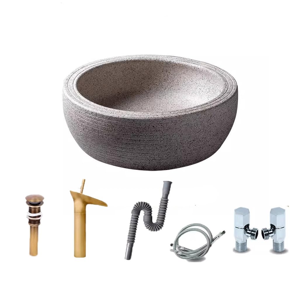 Hpthly Bathoom Sink Round Chinese Wash Basin Ceramic Countertop Basin Simple Home Hotel Bathroom Wash Basin Bathroom Vessel Sinks