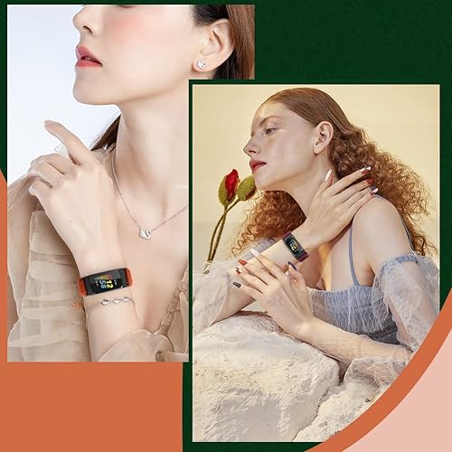 Miniatura 6 de Bandas elásticas de nailon compatibles con Fitbit Charge 5, paquete de 4 correas elásticas suaves y ajustables, transpirables, correa deportiva de