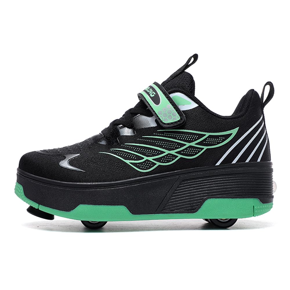 HUSKSWARE Zapatos Deportivos Patines de 4 Ruedas con Freno de pie, Negro Rosa, 29-40 EU