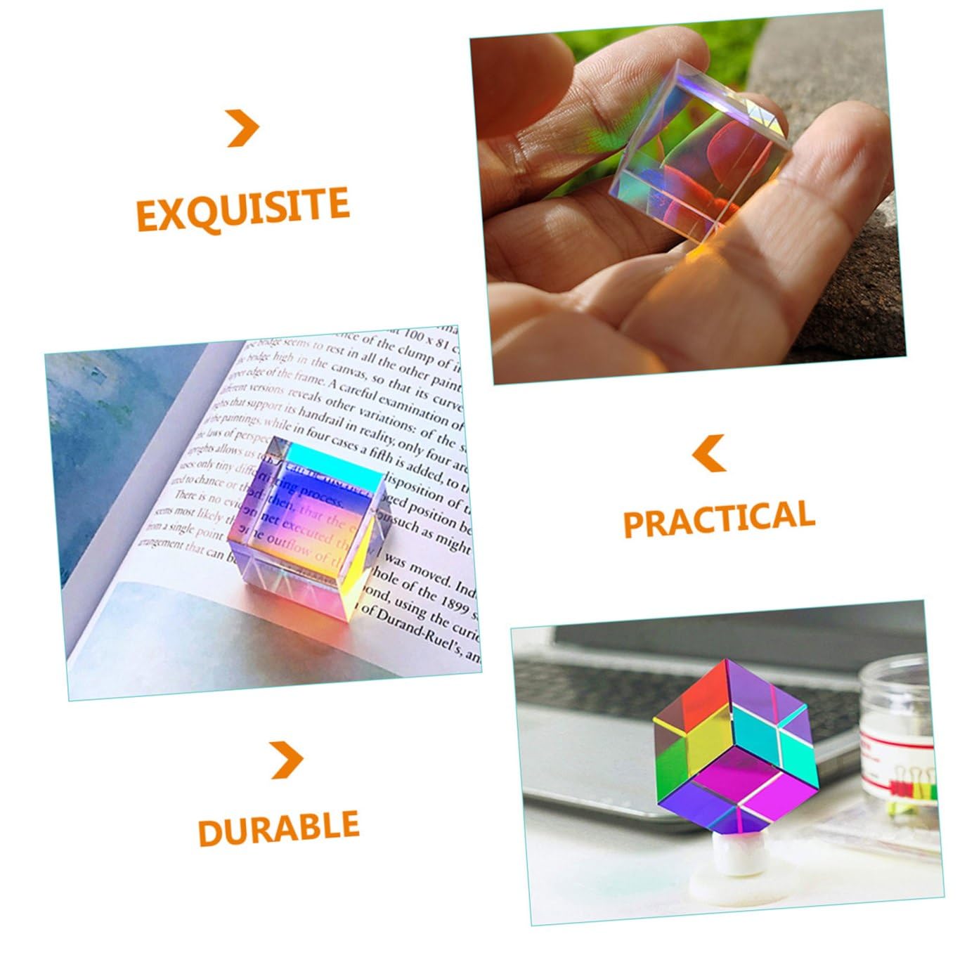 Toyvian 4piezas Prisma Óptico Forma De Cubo Para Experimentos De Física Juguete Educativo y Fotografía Material Duradero Para Aprendizaje y Decoración