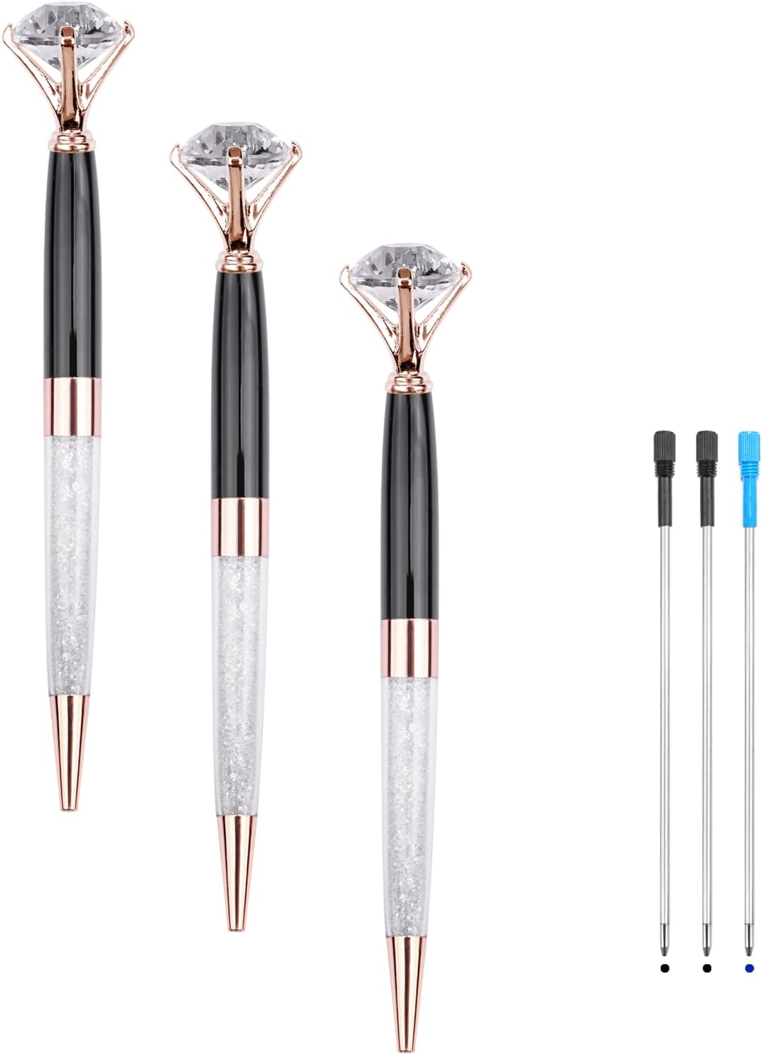 YOUMI Big Diamond pens, Black Ink Ballpoint pen Bling Crystal Rhinestone Jewel Gem