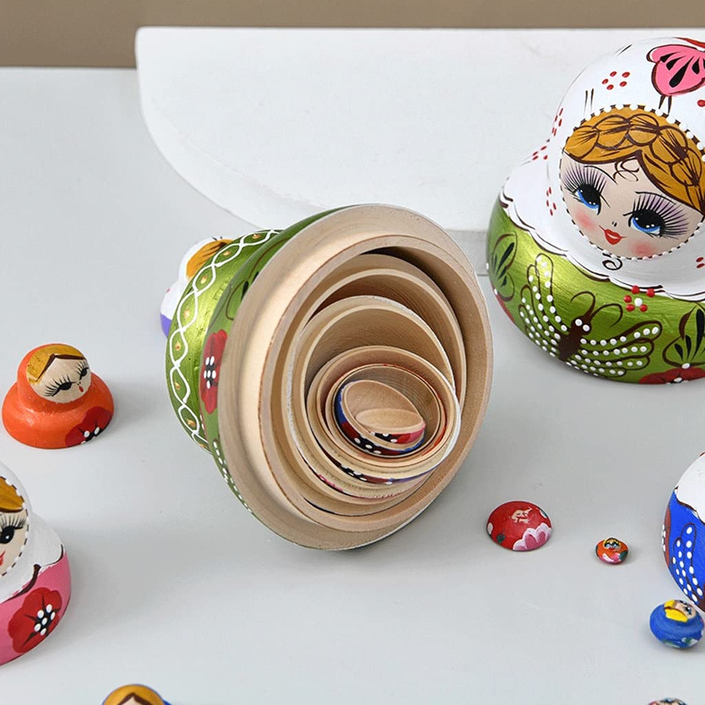 Matrioszka Geschilderd Handwerk Russische Nesten Poppen 10 Stuks Matryoshka Hout Stapelen Geneste Set Collectible Poppen Set voor Home Decor zabawny prezent