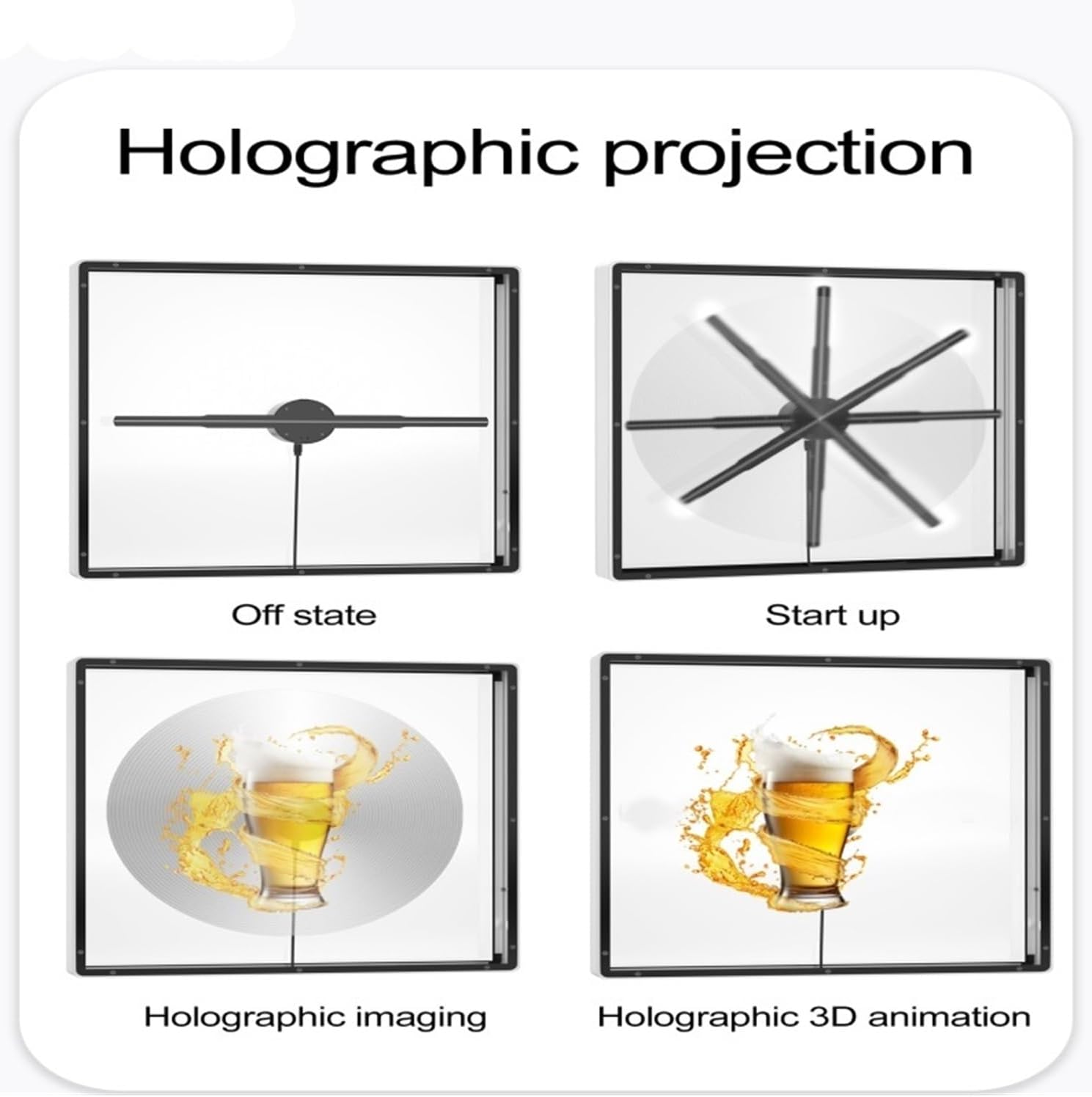 3DHologramFan, 42 cm Fan and 45CM Cover 3D Hologram Projector Remote Advertising Display Led Sign Holographic for Shop/Bar