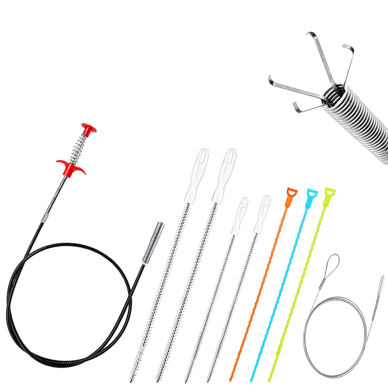 9Pcs Drain Unblocker Tool,Extended Drain Sink Plumbing Snake and Cleaners