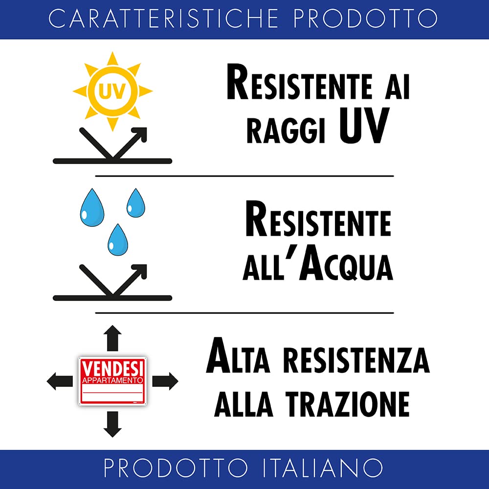 PRINTIX Cartello Vendesi In Polipropilene (PP) Di Spessore 1mm Stampato Con Tecnologia UV Resistente Alle Intemperie Visibilità A Distanza 25cm X 35cm (Vendesi Appartamento)