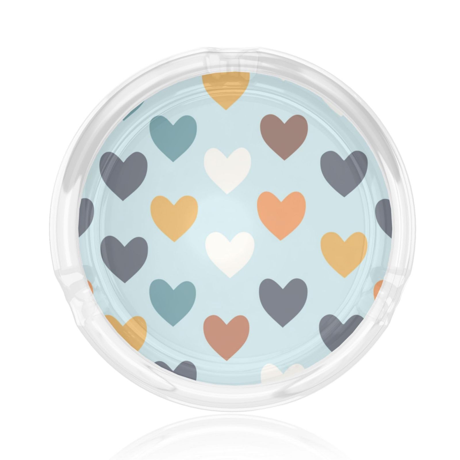 Motif Of Hearts On Light Blue Glass Ashtray For Cigarettes Ash Trays Case For Home Office Decor