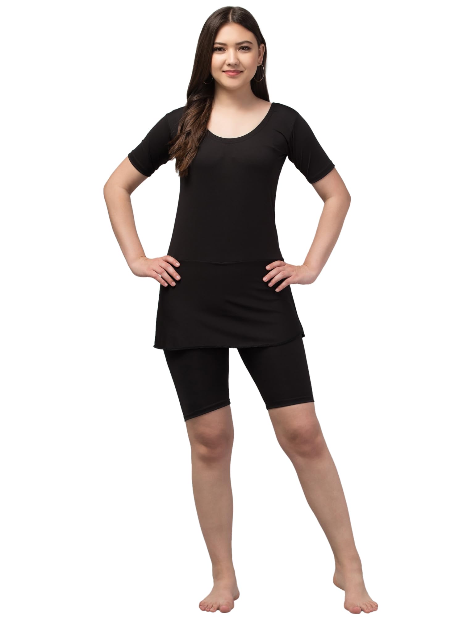brachy Women's Nylon Legging Cut Sleeves (Back Zip) Pattern Single Piece Swimwear/Swim Suit(S to 2XL)-picture-21