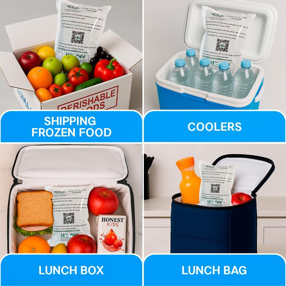 Reusable Ice Gel Packs |Pack of 25 (7 x 5.7 inches)| Leakproof, Food-Safe Cold Packs for Shipping Frozen Food, Lunch Boxes, Coolers & Storage