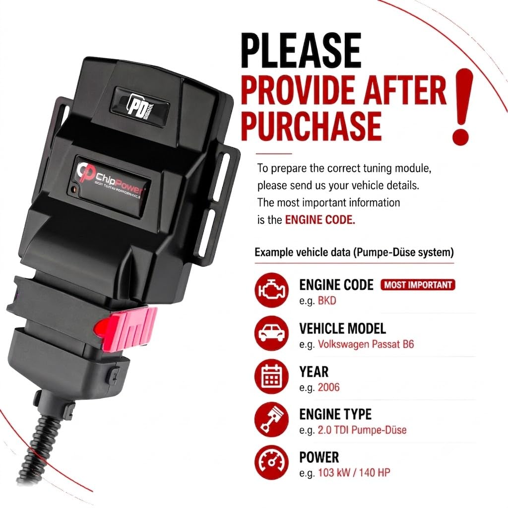 ChipPower Chip de Potencia PDd al coche para Volkswagen Multivan T5 Mk5 V 2.5 TDI 128 kW 174 CV 2003-2015 Tuning Box Diesel ChipBox Más Potencia del Coche y Menor Consumo de Combustible | ¡Hasta un 30% más de potencia para VW Diesel Inyector-Bomba! Montaj