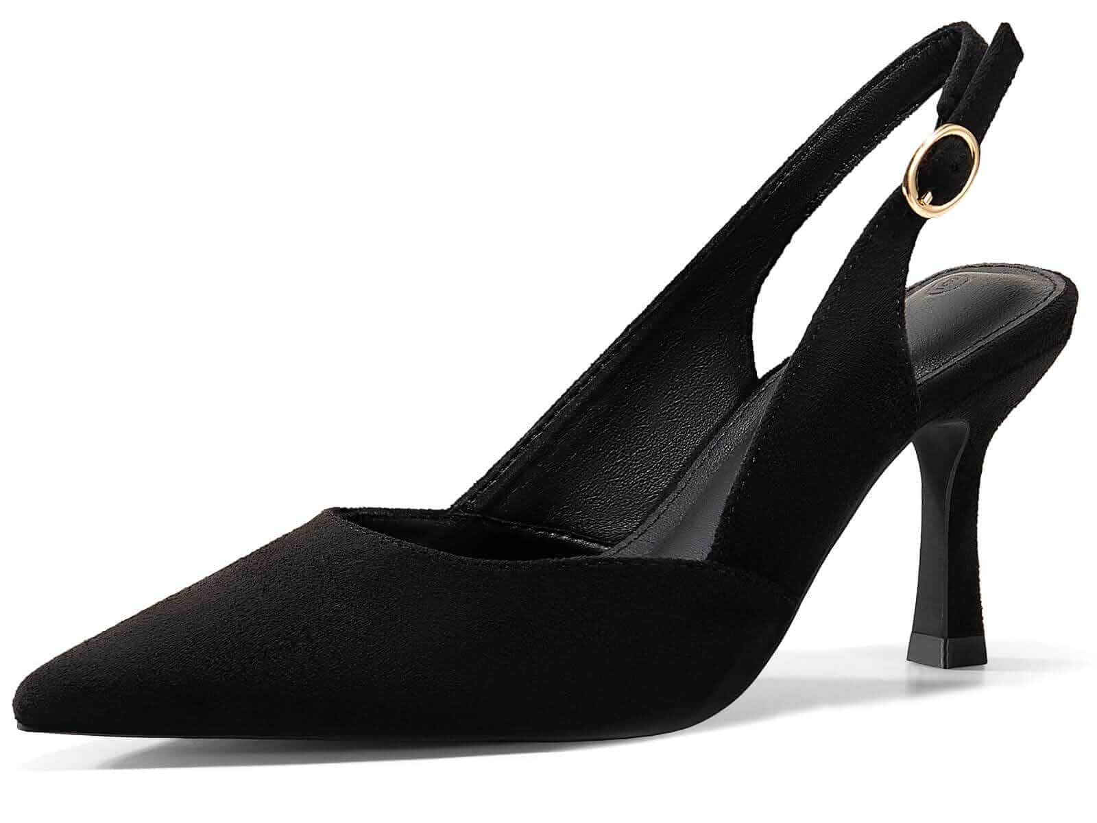 Rilista Women's Slingback Kitten Heels Closed Pointed Toe Backless Wedding Party Dress Pumps Shoes
